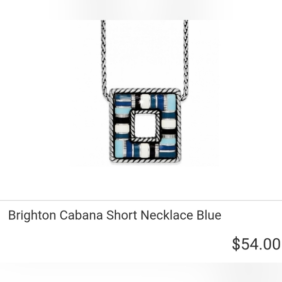 Brighton "CABANA" Shades of Blue Enamel Square Reversible Pendant Necklace $54 - Picture 3 of 9
